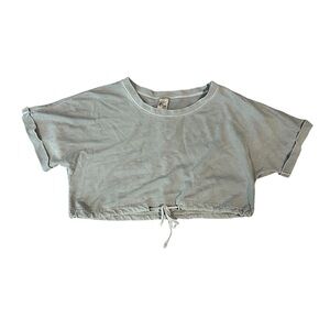 ZYIA Active Gray Stuart Rebel Crop Top Short Sleeve Shirt Women’s Size XL